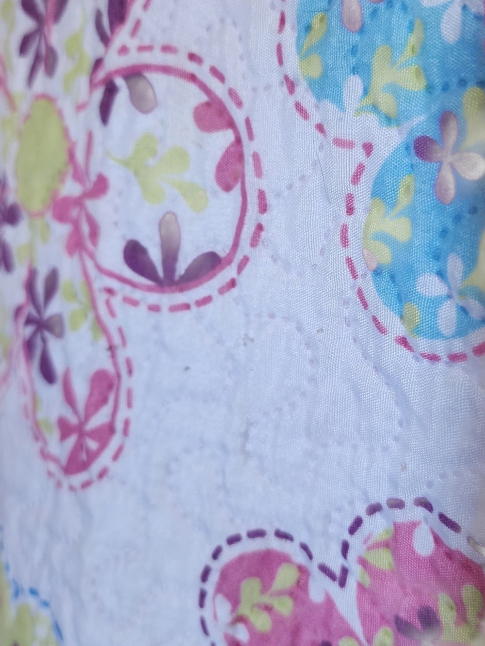 Repurposed Quilt Floral Patchwork Jacket Light Pink Lightweight Boho Vintage - Picture 9 of 12